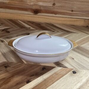 Elegant White and Gold Serveware Dish